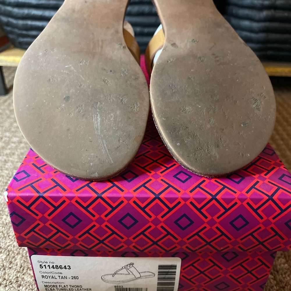 Women’s Tory Burch Moore Flat Thong Sandals Elba tumbled leather size 8 - Picture 6 of 10